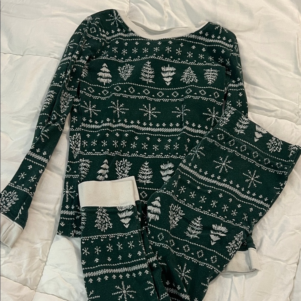 LC Lauren Conrad Forest Green and White Kids Pajama Set